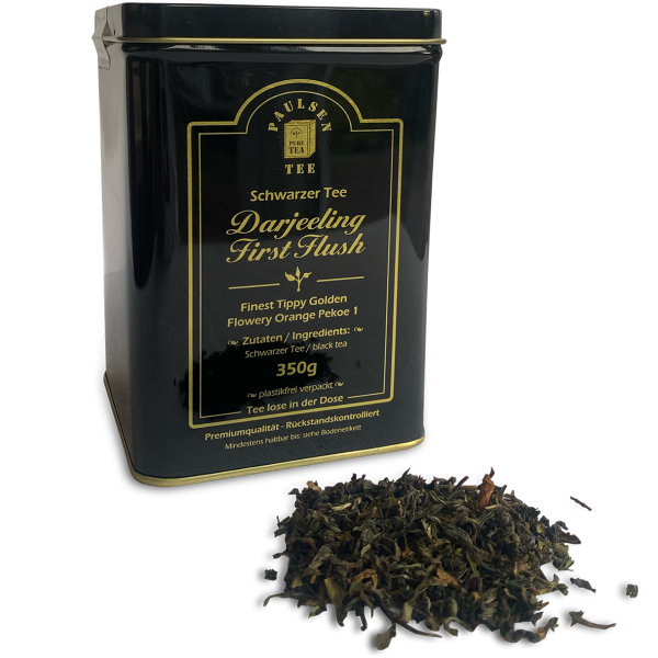 Darjeeling First Flush Ernte 2024 schwarzer Tee, Premiumqualität 350g in einer für Lebensmittel geeigneten Dose