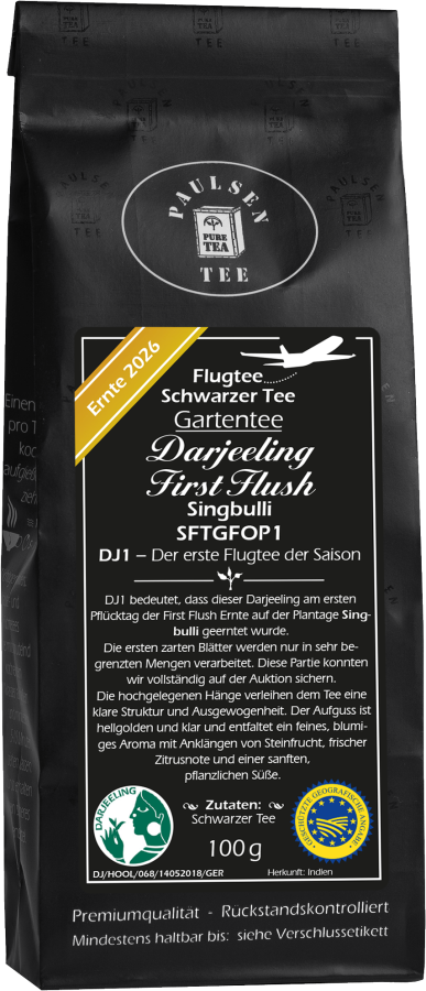 Flugtee 2026, Darjeeling First Flush, SFTGFOP1, schwarzer Tee, Plantage Singbulli, – DJ1
